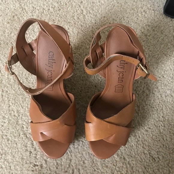 Cognac leather wedges, minimal wear. Like new. - Picture 3 of 3